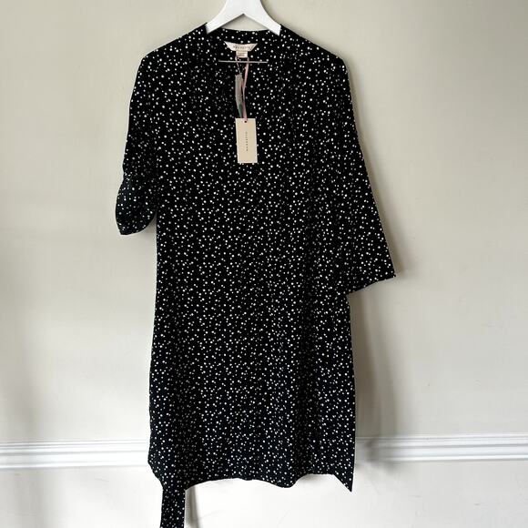 Mauvette Roma Short Spot Printed Shirt Dress US Size 12 NWT StitchFix Drawstring - Picture 2 of 8